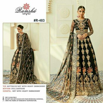 RAMSHA PRESENT R 481 TO R 483 GEORGETTE PAKISTANI SUITS