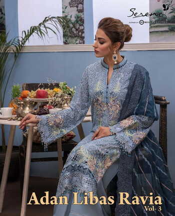 SERENE ADAN LIBAS RAVIA VOL 3 PAKISTANI GEORGETTE SALWAR SUITS AT WHOLESALE