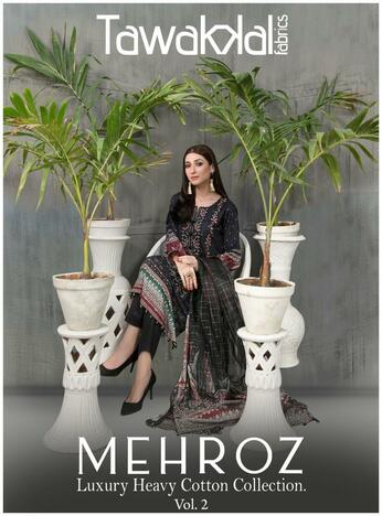 TAWAKKAL FAB MEHROZ VOL 2 LUXURY COTTON KARACHI SUITS COLLECTION 2023