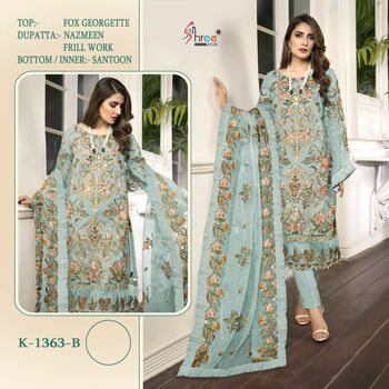 SHREE FABS K 1363 SERIES FOUX GEORGETTE PAKISTANI SUITS