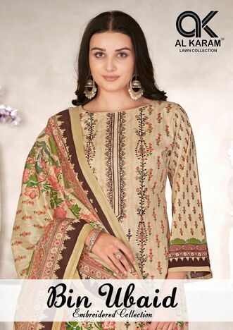 AL KARAM BIN UBAID COTTON KARACHI EMBROIDERED SUITS AT BEST PRICE