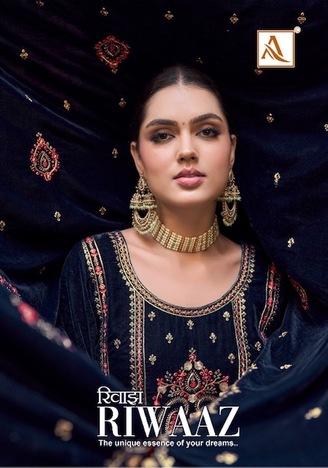 ALOK SUITS RIWAAZ VELVET EMBROIDERY SUITS IN BEST PRICE