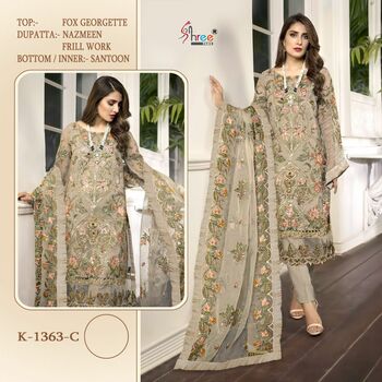 SHREE FABS K 1363 SERIES FOUX GEORGETTE PAKISTANI SUITS