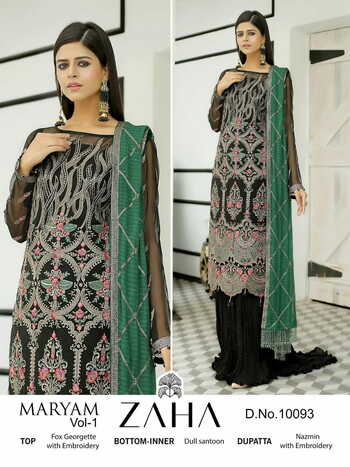 ZAHA MARYAM VOL 1 GEORGETTE EMBROIDERY PAKISTANI SUITS