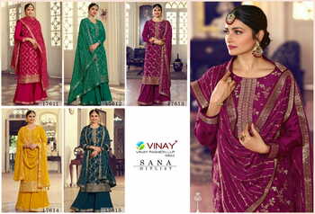 VINAY KASEESH SANA HIT LIST DOLA JACQUARD SUITS SURAT SUPPLIER