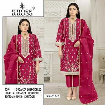 KROSS KULTURE KK 15 ORGANZA EMBROIDERY PAKISTANI SUITS