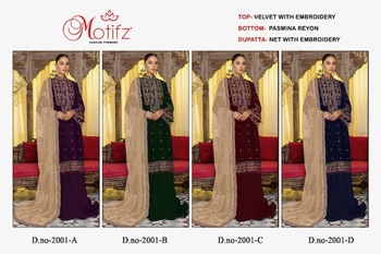 MOTIFZ D.NO 2001 PAKISTANI VELVET SALWAR KAMEEZ WHOLESALER IN SURAT 