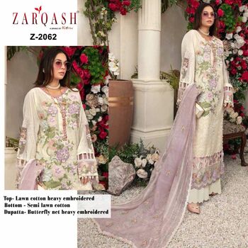 ZARQASH WISTERIA 2061 & 2063 SERIES LAWN COTTON PAKISTANI SUITS