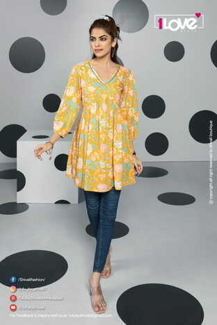 1LOVE WEDESI FANCY COTTON RAYON SHORT KURTIS BY S4U