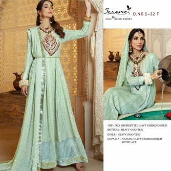 SERENE S 32 FOUX GEORGETTE PAKISTANI SUITS WHOLESALE