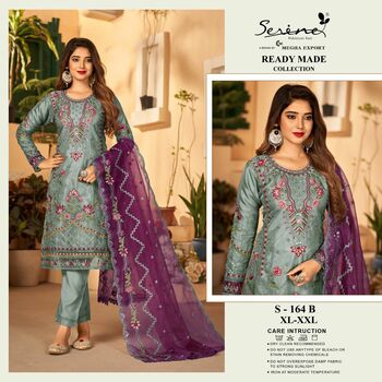 SERINE S 164 ORGANZA EMBROIDERY PAKISTANI SUITS WHOLESALER SURAT