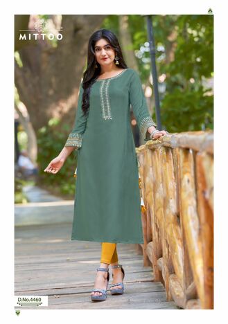 MITTOO MAYURIKA VOL 10 RAYON HANDWORK KURTIS MANUFACTURER SURAT