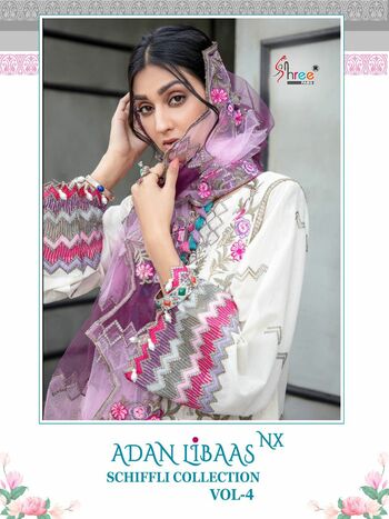 SHREE FABS ADAN LIBAAS SCHIFFLI COLLECTION VOL 4 NX PAKISTANI SUITS LATEST CATALOGUE 2021