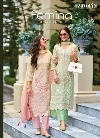 ZAVERI FEMINA COLOUR EDITION READYMADE SUITS NEW CATALOGUE