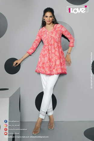 1LOVE WEDESI FANCY COTTON RAYON SHORT KURTIS BY S4U