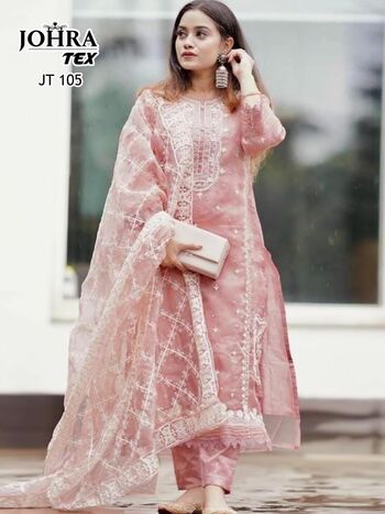 JOHRA TEX JT 105 ORGANZA EMBROIDERY PAKISTANI SUITS AT SURAT