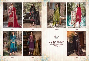 SHREE FABS MARIYA B LAWN COLLECTION 2023 VOL 1 2499 TO 2505 SERIES PAKISTANI SUITS