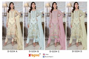 FEPIC ROSEMEEN D 5224 GEORGETTE EMBROIDERY PAKISTANI SUITS CATALOGUE