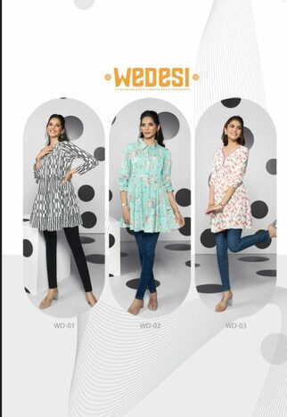 1LOVE WEDESI FANCY COTTON RAYON SHORT KURTIS BY S4U