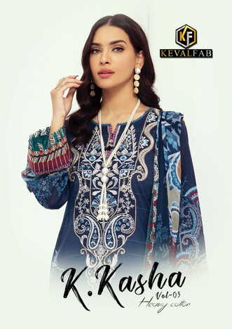 KEVAL FAB K KASHA VOL 3 HEAVY COTTON PRINTED KARACHI SUITS SUPPLIER SURAT