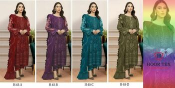 HOOR TEX H 65 FOUX GEORGETTE EMBROIDERY PAKISTANI SUITS