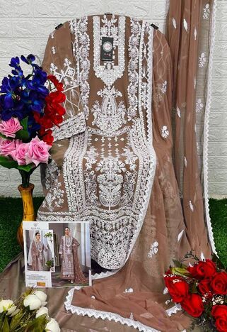 HOOR TEX H 47 GEORGETTE EMBROIDERY PAKISTANI SUITS CATALOGUE