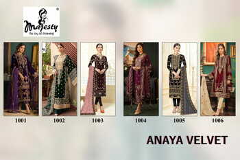 MAJESTY ANAYA VELVET EMROIDERY PAKISTANI SUITS WINTER COLLECTION