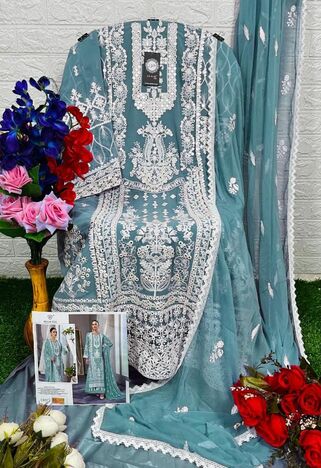 HOOR TEX H 47 GEORGETTE EMBROIDERY PAKISTANI SUITS CATALOGUE