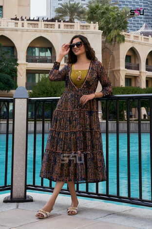 S4U HELLO JACKET VOL 9 GEORGETTE PRINTED KURTIS MANUFACTURER