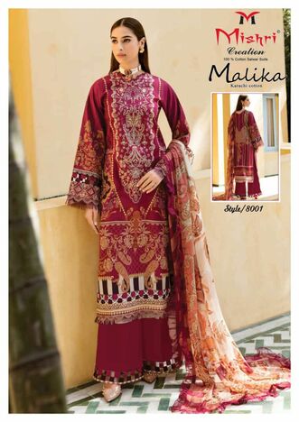 MISHRI CREATION MALIKA VOL 8 KARACHI COTTON PRINTED SUITS BEST PRICE