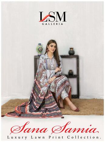 LSM GALLERIA SANA SAMIA PURE LAWN KARACHI SUITS CATALOGUE