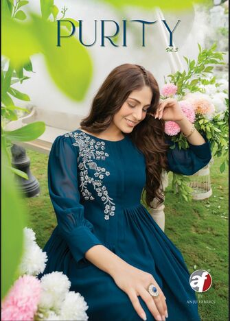 ANJU FABRICS PURITY VOL 3 DESIGNER KURTI WITH PANTS LATEST CATALOGUE