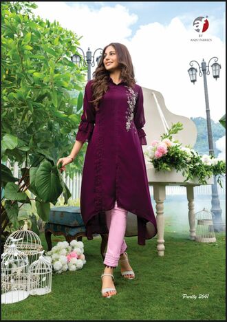 ANJU FABRICS PURITY VOL 3 DESIGNER KURTI WITH PANTS LATEST CATALOGUE