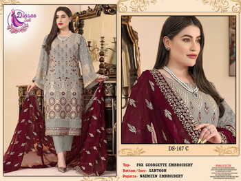 DINSAA SUIT DS 167 FOUX GEORGETTE PAKISTANI SUITS