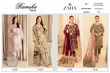 ZAHA RAMSHA VOL 9 GEORGETTE EMBROIDERY PAKISTANI SUITS CATALOGUE