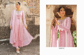 HOOR TEX D.NO 23007 A TO E GEORGETTE PAKISTANI SUITS WHOLESALER