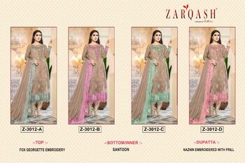 ZARQASH Z 3012 GEORGETTE TOP PANT WITH DUPATTA NEW CATALOGUE