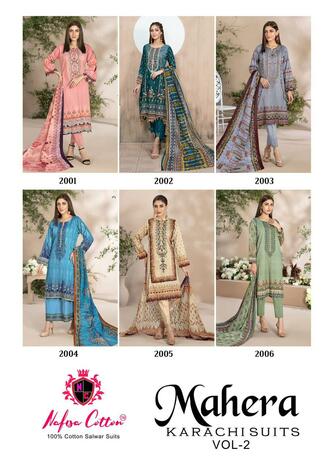 NAFESA COTTON MAHERA KARACHI SUITS VOL 2 SALWAR KAMEEZ WHOLESALER IN SURAT