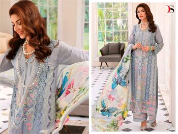 DEEPSY SUITS ELAF CHIKANKARI 23 COTTON CAMBRIC PAKISTANI SUITS AT SURAT