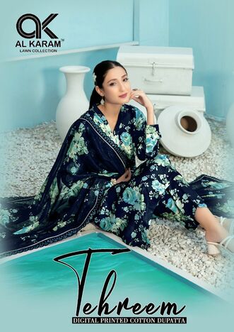 AL KARAM TEHREEM PURE CAMBRIC DIGITAL PRINT KARACHI SUITS