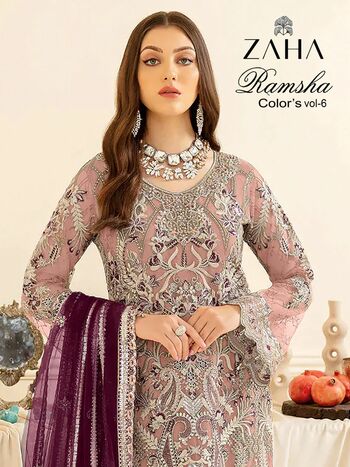 ZAHA RAMSHA COLORS VOL 6 GEORGETTE EMBROIDERY PAKISTANI SUITS