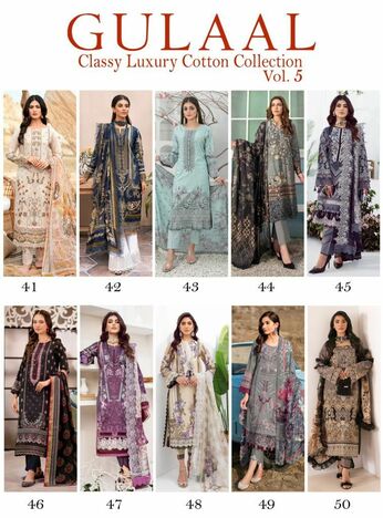 GULAAL CLASSY LUXURY COTTON COLLECTION VOL 5 COTTON KARACHI SUITS SURAT