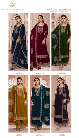 VINAY KERVIN VELVET EMBROIDERY VOL 3 66121-66126 SURAT WHOLESALER