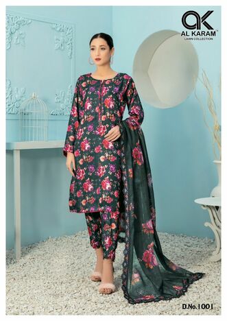 AL KARAM TEHREEM PURE CAMBRIC DIGITAL PRINT KARACHI SUITS