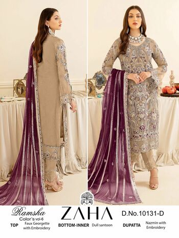 ZAHA RAMSHA COLORS VOL 6 GEORGETTE EMBROIDERY PAKISTANI SUITS