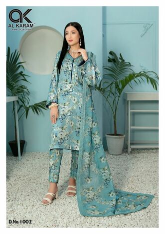 AL KARAM TEHREEM PURE CAMBRIC DIGITAL PRINT KARACHI SUITS