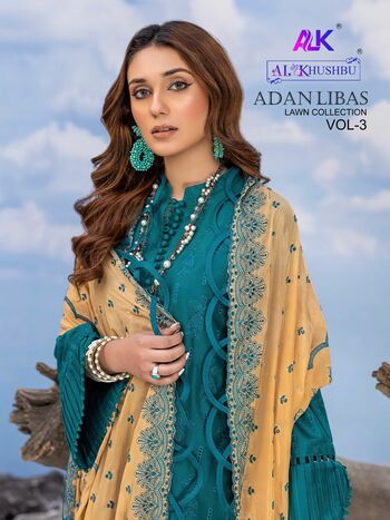 AL KHUSHBU ADAN LIBAS VOL 3 CAMBRIC COTTON EMBROIDERY SUITS