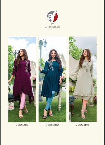 ANJU FABRICS PURITY VOL 3 DESIGNER KURTI WITH PANTS LATEST CATALOGUE