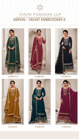 VINAY KERVIN VELVET EMBROIDERY 2 SALWAR KAMEEZ WHOLESALER IN SURAT