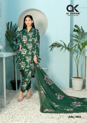 AL KARAM TEHREEM PURE CAMBRIC DIGITAL PRINT KARACHI SUITS